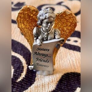 CAMCO - Gold and Silver pewter Angel Figurine - Sisters Always Friends Forever